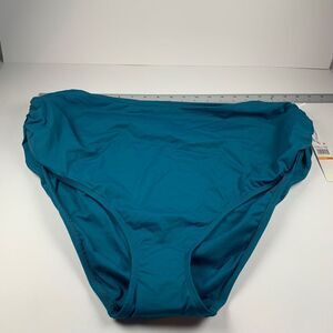 Anne Cole Women's High Waist Fold Over Shirred Swimsuit Bottom Blue Size 24W NWT